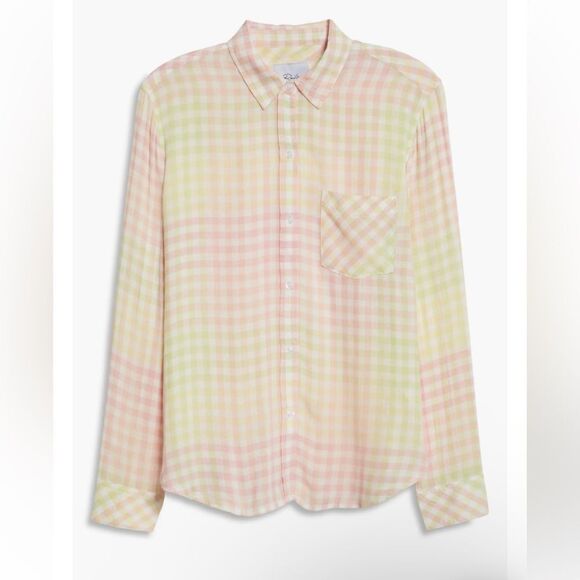 Rails Charlie Button Down Long Sleeve Lemonade Pastel Linen Blend Top - Picture 1 of 11